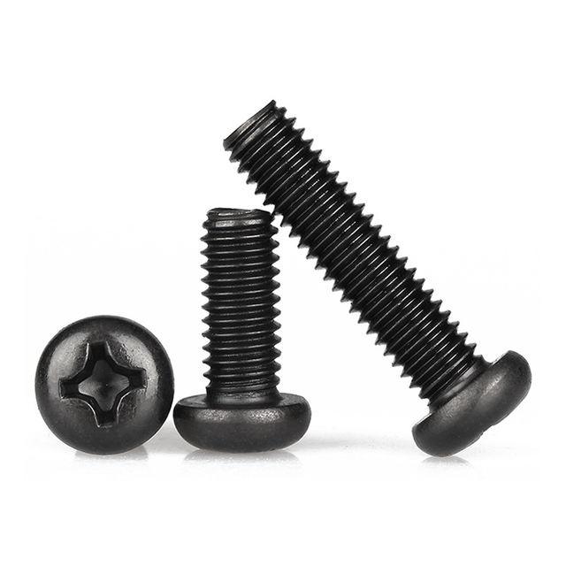 DIN 7985 Vít máy bằng thép carbon Phillips ổ đĩa lõm đầu chảo hoàn thiện màu đen