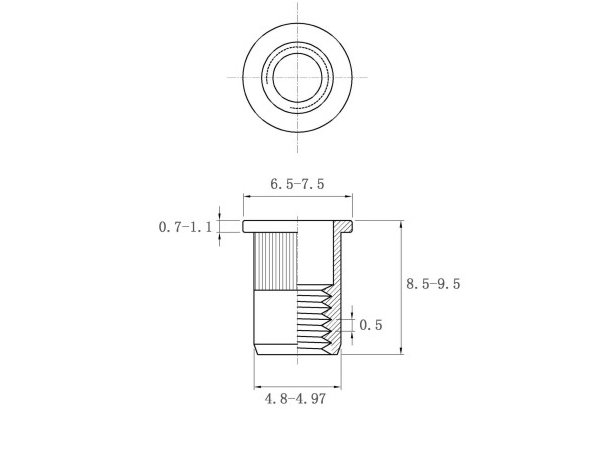 Bản vẽ đai ốc đinh t&aacute;n phẳng